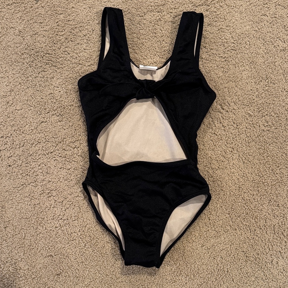 Random hearts Black One-Piece Swimsuit size 8